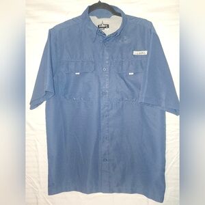 Habit Mens Short Sleeve Fishing River Shirt Small Blue Mesh Breathable Quick Dry